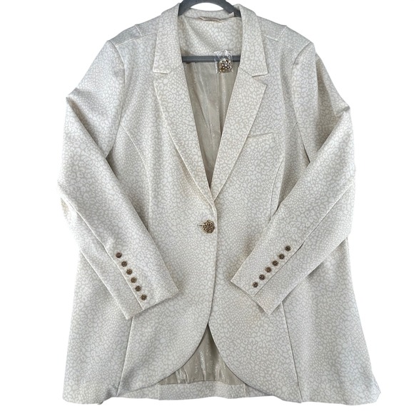 Soft Surroundings Jackets & Blazers - Soft Surroundings Leontine Ponte Animal Blazer Jacket Cream Womens Plus Size 2X